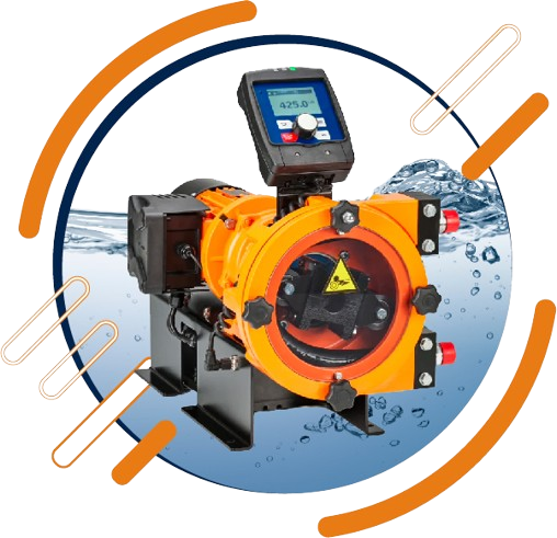 Bomba dosificadora peristáltica compacta para control de caudal de fluidos.